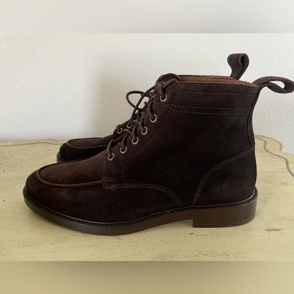 J. CREW Suede Lace Up Boots‎ in Brown Size 8.5 $248 NWOB CL558